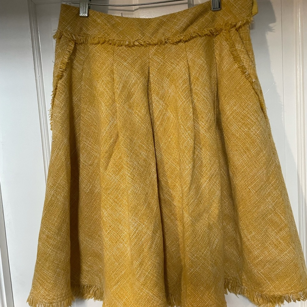 Maeve for Anthropologie Mustard Tweed Skirt